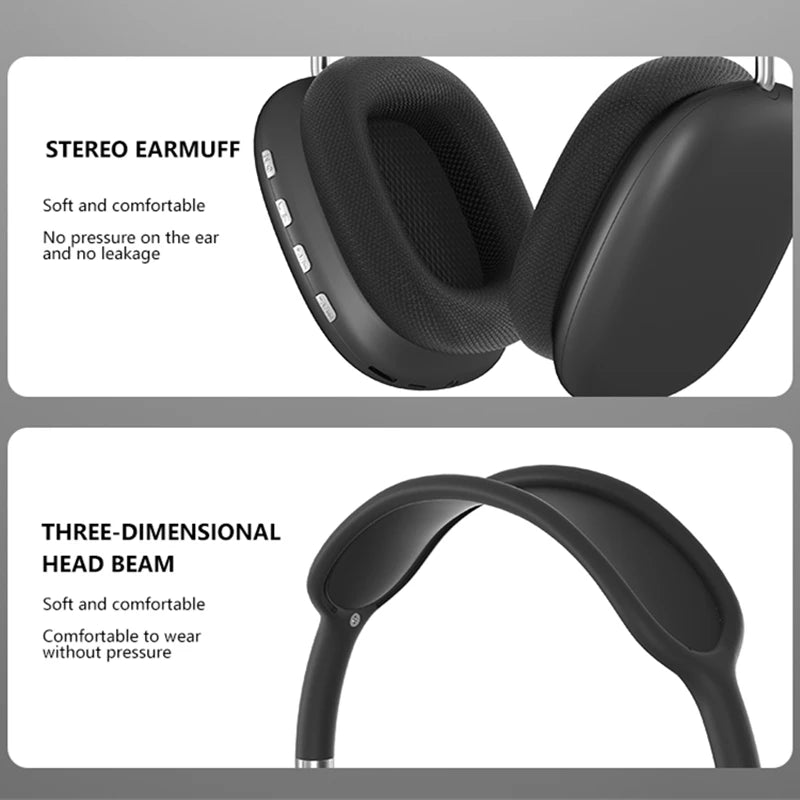 New P9 Pro Max Air Wireless Bluetooth Headphones Noise Cancelling Mic Pods Over Ear Sports Gaming Headset For Apple