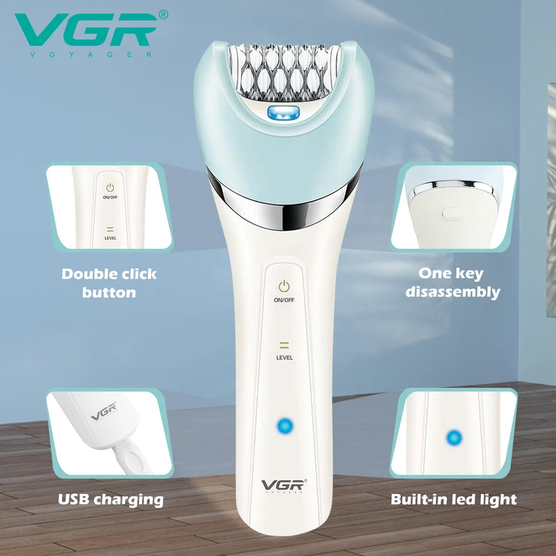 VGR Epilator Rechargeable Hair Remover Leg Body Portable Lady Shaver Hair Removal Tool Underarms Facial Epilator for Women V-703