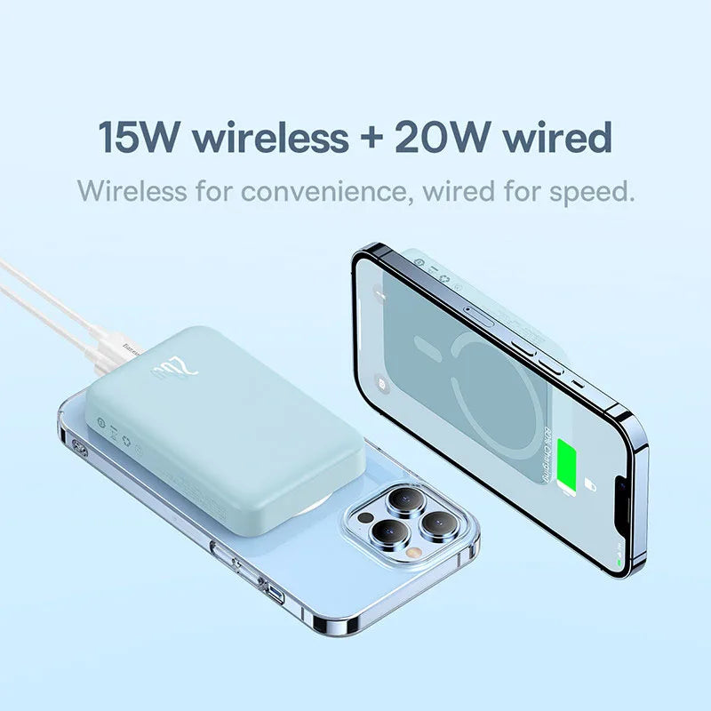 Baseus Power Bank 10000mAh 20000mAh Mini Magnetic Wireless Fast Charge Auto-wake For iPhone 15 14 13  Pro Max Magsafe Powerbank